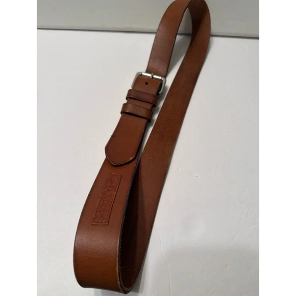 Polo Ralph Lauren Mens Cognac Brown Leather Belt Silver Buckle Size 44